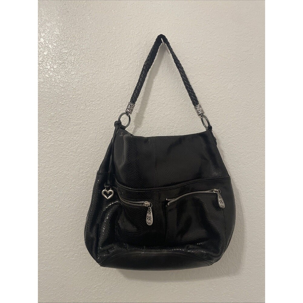 Brighton Handbag Barbados Shoulder Bag Tote Pebbled Black Leather Purse
